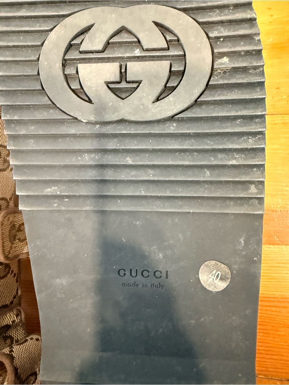 Gucci Beige GG Canvas & Black Leather Sport Sandals - Picture 5 of 8